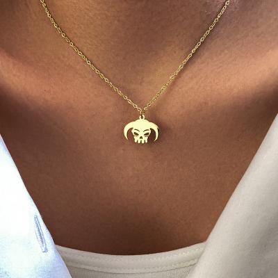 China Lead Free Nickel Free Skull Pendants Necklaces Stainless Steel Choker Jewelry Fashion Chain Necklace For Women Jewelry Goth Party Gifts for sale