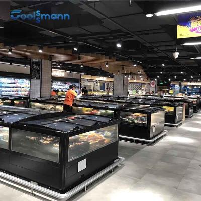 China Open de Diepvriezer Automatische Ontdooiende Horizontale Vertoning van het Supermarkteiland Te koop