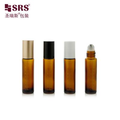 China High Quality Mold Glass Roller Ball Roll On Bottle Luxury 100% No leakage essential oil empty packaging with shiny gold silver metal aluminium cap or PP Plastic cap custom color for sale