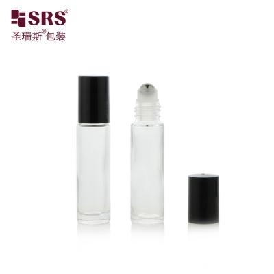 China Whosale fragrance packaging 10ml clear glass roller ball roll on bottle Vacuum test 100% no leakage steel head applicator massage for skincare essential oils for sale