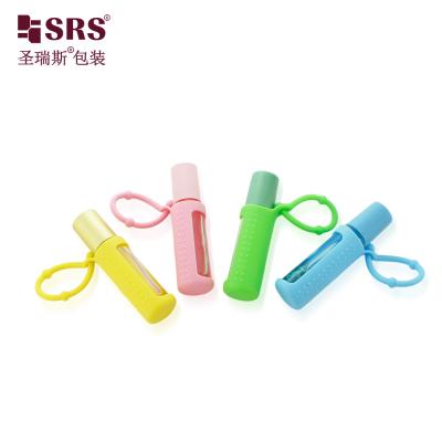 China BLPM-10ML Round Shape Transparent Glass Roller Steel Ball Bottle Silicone Cover For Fragrance Perfume Oil No Leakage for sale