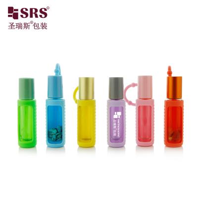China BLPM-10ML Luxury Empty Clear Glass Roll On Essential Oil Bottle Packaging With Silicone Cover for sale
