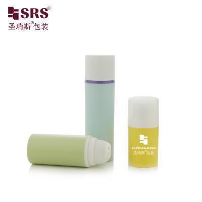 Китай PA0203 15ml 30ml 50ml Пустая косметическая упаковка Инъекционный круглый индивидуальный цвет PP ПЦР переработанный безвоздушный насос бутылка лосьон продается