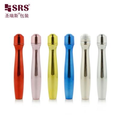 China SRS8447-15ML Glanzende gemetalliseerde PETG plastic rol op fles voor ooggel massage cosmetische verpakking Te koop