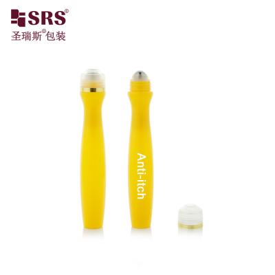 China SRS8447-15ML Injectieblaasend geel glanzend PETG plastic rol op staal rolbalfles anti-jeuk vloeistof applicator Te koop