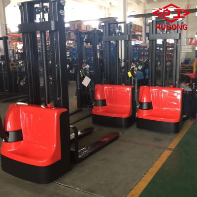 China Hotels HUGO brand walking full electric pallet stacker 1 ton 1000kg 2200BL walkie type electric stacker pallet stacker for sale
