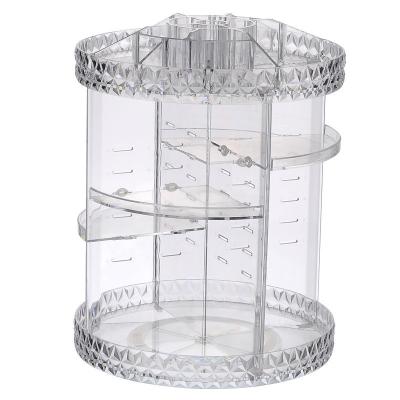 China Makeup Store 360 Rotate Jewelry Display Diamond Pattern Makeup Tools Holder Cosmetic Lipstick Storage Box for sale