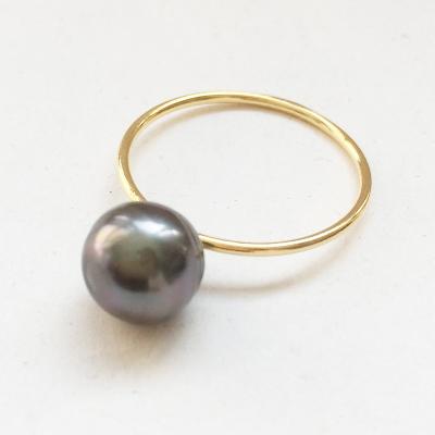 China High quality natural BOHEMIA AAA keshi baroque pearl gold filled ring, 14k real gold filled tahitian pearl ring, 6-8 mm pearl girls, for sale