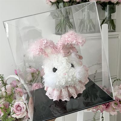 China Valentine Gift Lovely Cute Bunny Durable Bunny Preserved Hydrangea Dried Flowers Wholesale Dried Flower for sale