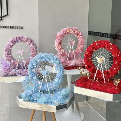 China 4 Colors Valentines Day Preserved Eternal Dried Ferris Wheel Durable Handmade Bright Hydrangea Large With Box for sale