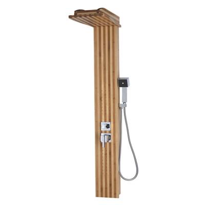 China Square Bamboo Straight Bent Tower Column Shower Sliding Bar Square Shower Panel Wood Shower Panel for sale