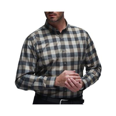 China Anti-Shrink CLASSIC 100% COTTON CHECK CASUAL BUTTON UNDER COLLAR MEN'S DRESS SHIRT for sale