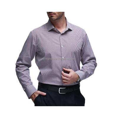China Anti-Shrink WHOLESALE 100% COTTON MINI CHECK CASUAL STAND COLLAR OVERSIZED MEN'S DRESS SHIRT for sale
