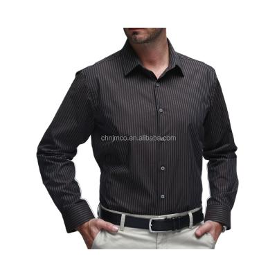 China Anti-Shrink WHOLESALE STRIPED 100% COTTON CASUAL STAND COLLAR OVERSIZED MEN'S DRESS SHIRT for sale