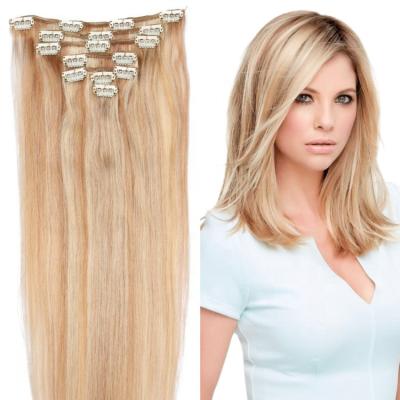 China Seamless Hair Clips Wholesale Human Russian Curly Hair 100% Remy Clip In Hair 100 Loop Beauty Extensions For Women for sale