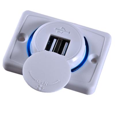 China Bus USB Socket DC 12V 24V Panel Mount Dual Port 3.1A Train Tram Marine Boat Car Bus Seat USB Charging USB Charger for sale