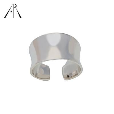 China FASHIONABLE Custom Sterling Silver Wide Face Women's Concave Face Ring Jewelry S925 platinum plated silver ring for sale