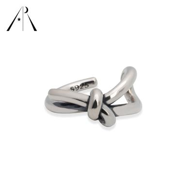 China New Fashion TRENDY Jewelry Silver Simple Knotting Female Ring Open 925 Sterling Silver Ring for sale