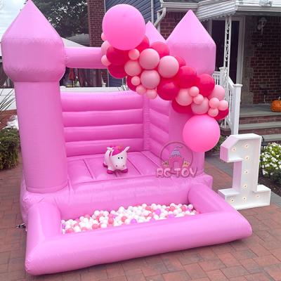 China Inflatable Bouncy Kids Wedding Party Pink Party Bouncer Bounce House Rental Castle and Inflatable White Jumping Ball Pits for sale