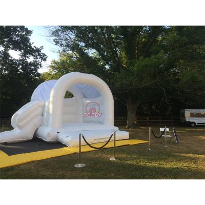 China Party Rental Kids Party Commercial White Bouncy Castle Inflatable Castle Bounce House Wedding With Slide for sale