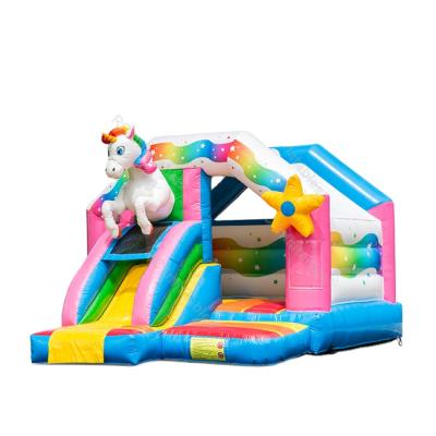 China Party Rental Kids Inflatable Moonwalk Slide Jumping Bouncy Castle Unicorn Inflatable Bounce Combo House for sale