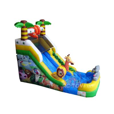China Inflatable waterslides rental animal zoo kids party commercial grade water slide/dry inflatable slide for sale