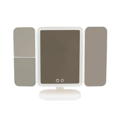 China 2022 Traditional LED Cosmetic Mirror, Beauty Makeup Mirror Three Door Desktop Mirror for sale
