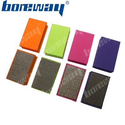 China Eco-friendly Foam Backed Edge Polishing Plated Diamond Hand Pads For Stone Granite Marble Stone Quartz Gemstone Glass Ceramic Tile for sale