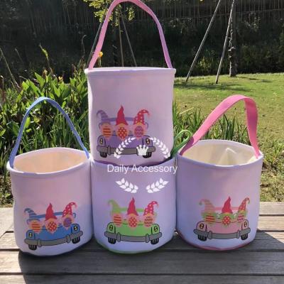 China Wholesale Fashionable Easter Decorations Cotton Tail Rabbit Canvas Easter Bag Basket Easter Bucket for sale