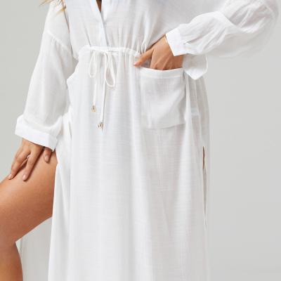 China Breathable Long Sleeve Cover Up Swimwear Tunic Long Pareos Swimsuit Cover Up Bikini Cover Ups For Woman OEM for sale
