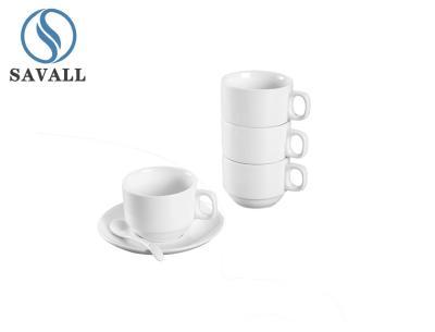 China Savall Horeca Soem-Porzellan-Kaffeetasse-Hotel-Restaurant-keramische Kaffee-Tasse und Untertasse zu verkaufen