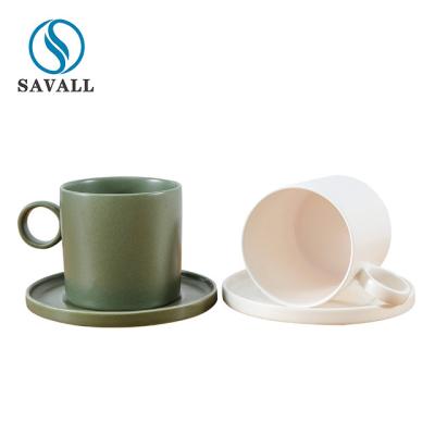 China Kaffeetassen des Kratzer-beständige weiße grüne Porzellan-200ml mit Untertasse zu verkaufen