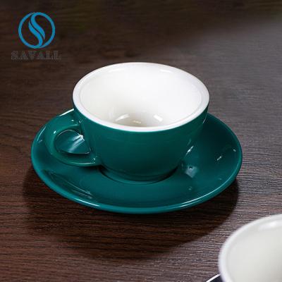 China Oven Safe Colourful Porcelain Mugs-Schalen-Untertasse für Freizeit-Orte zu verkaufen