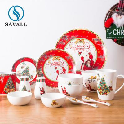 China Weihnachten farbige Porzellan-Essgeschirr-Karikatur-Partei-Geschenkbox zu verkaufen