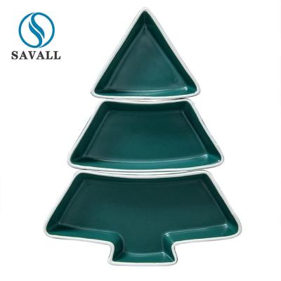 China Weihnachtsbaum-Geschirr-Zusatz-grüne unregelmäßige Imbiss-Platten-Spülmaschine Safe zu verkaufen