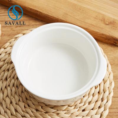 China Haushalt das 4,5 Zoll-Porzellan rollt zwei Ohr Stew Cup With Cover zu verkaufen
