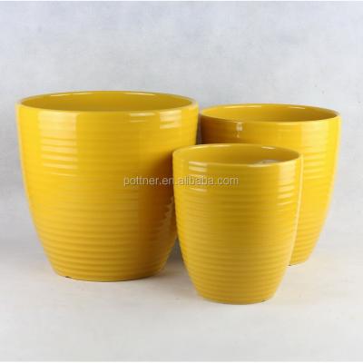 China Large ceramic yellow ceramic flower pot 332Y for sale