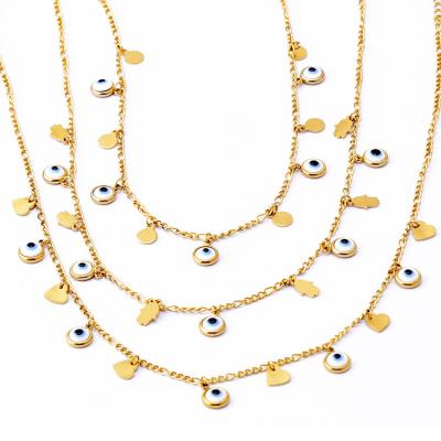 China Europe and America Trend Clavicle Titanium Steel Chain f Europe and America Palm Border Round Blue Eyes Love Necklace Demon Eye Accessories for sale