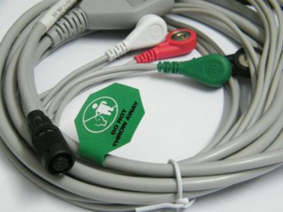 China Rozzin Holter one piece snap ECG cable and leadwire for sale