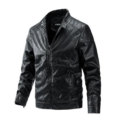 China Waterproof Mens Garment PU Bomber Jacket Thick Embossed Leather Wholesale for sale