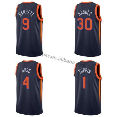 China New York QUICK DRY Knick Stitched USA Black Retro Team Basketball Uniform Quick Dry #9 RJ Barrett Cheap Wholesale Mens Basketball Tank Top for sale