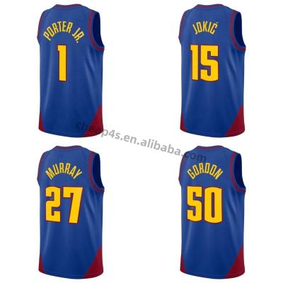 China Wholesale Men's Navy USA Retro Team Basketball Uniform Quick Dry #15 Jokic #27 Murra QUICK DRY DEN Nugget Stitched Basketball Jersey for sale