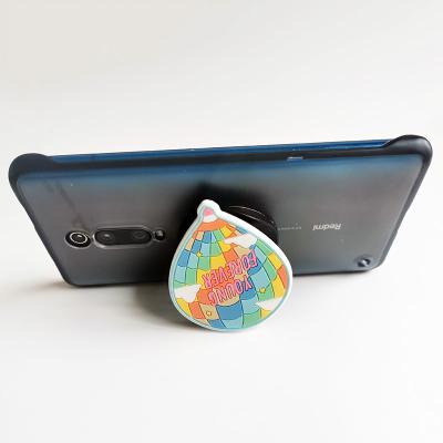 China High Quality Custom Cute Cartoon Silicone Adjustable PVC Foldable Retractable Mobile Phone Holder for sale