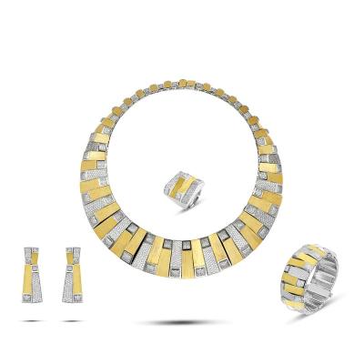 China EXITOSO 4pcs CLASSIC Bridal Full Zirconia Jewelry Sets For Women Party, Luxury Dubai Nigeria CZ Crystal Wedding Necklace Sets for sale