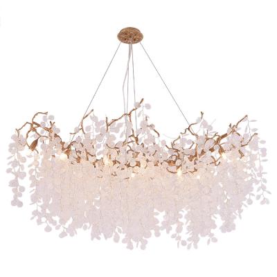 China Modern Luxury Hotel Dining Room Copper Glass Led Modern Chandelier Pendant Light for sale