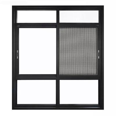 China Sliding Modern Grill Design Customized Double Glazed 3 Tracks Window Aluminum Sliding Windows for sale