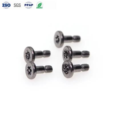 China Custom Anti Theft Screws Carbon Steel Black Nickel Flat Head Screw With Post Plum Groove for sale