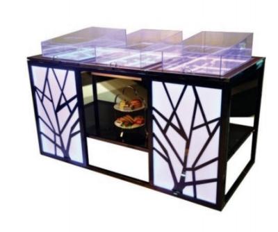 China Commercial Hotel Equipment Mobile Buffeting Table for Cold Dishes and Seafood Preservation with Open-Hole Ice Tray for sale