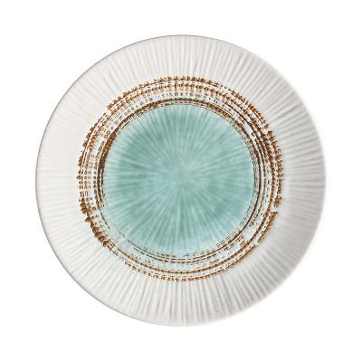 China Sustainable High Quality Round Shape Black Color Glazed Ceramic Sushi Dessert Snack Plate Steak Dish for sale