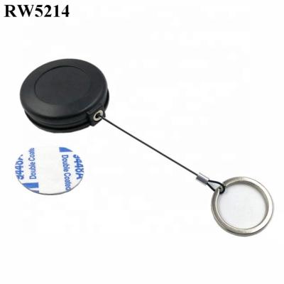 China More ABS RUIWOR RW5214 Plastic Round Spring Return Wire Rope Reel Retractable With Removable Keyring for sale